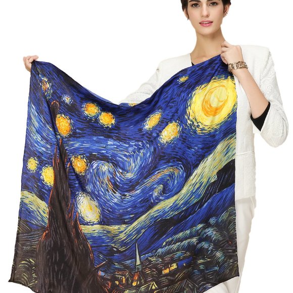 Grace Scarves 100% Silk Scarf, Artists Collection, Van Gogh, Starry Night - Picture 1 of 6
